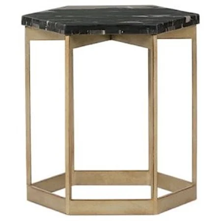 Metal End Table with Marble Top